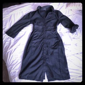 Express stretch black collard dress